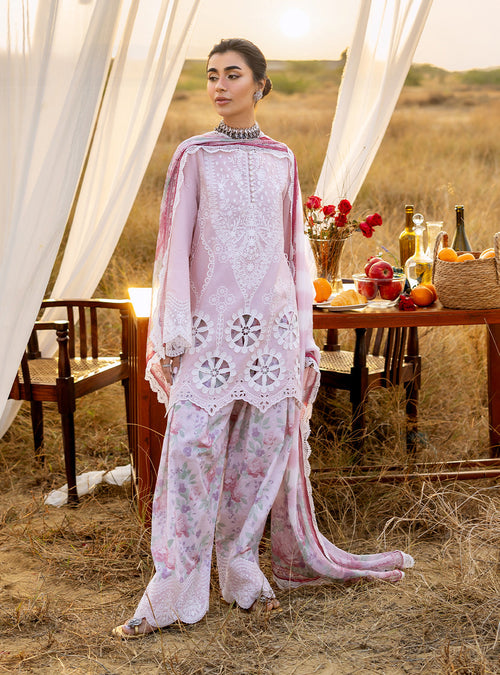 open lace back dress Kaira – Stitched Light Pink Embroidered Lawn 3pc Suit by Zainab Chottani –  ZCTL13 main image 0