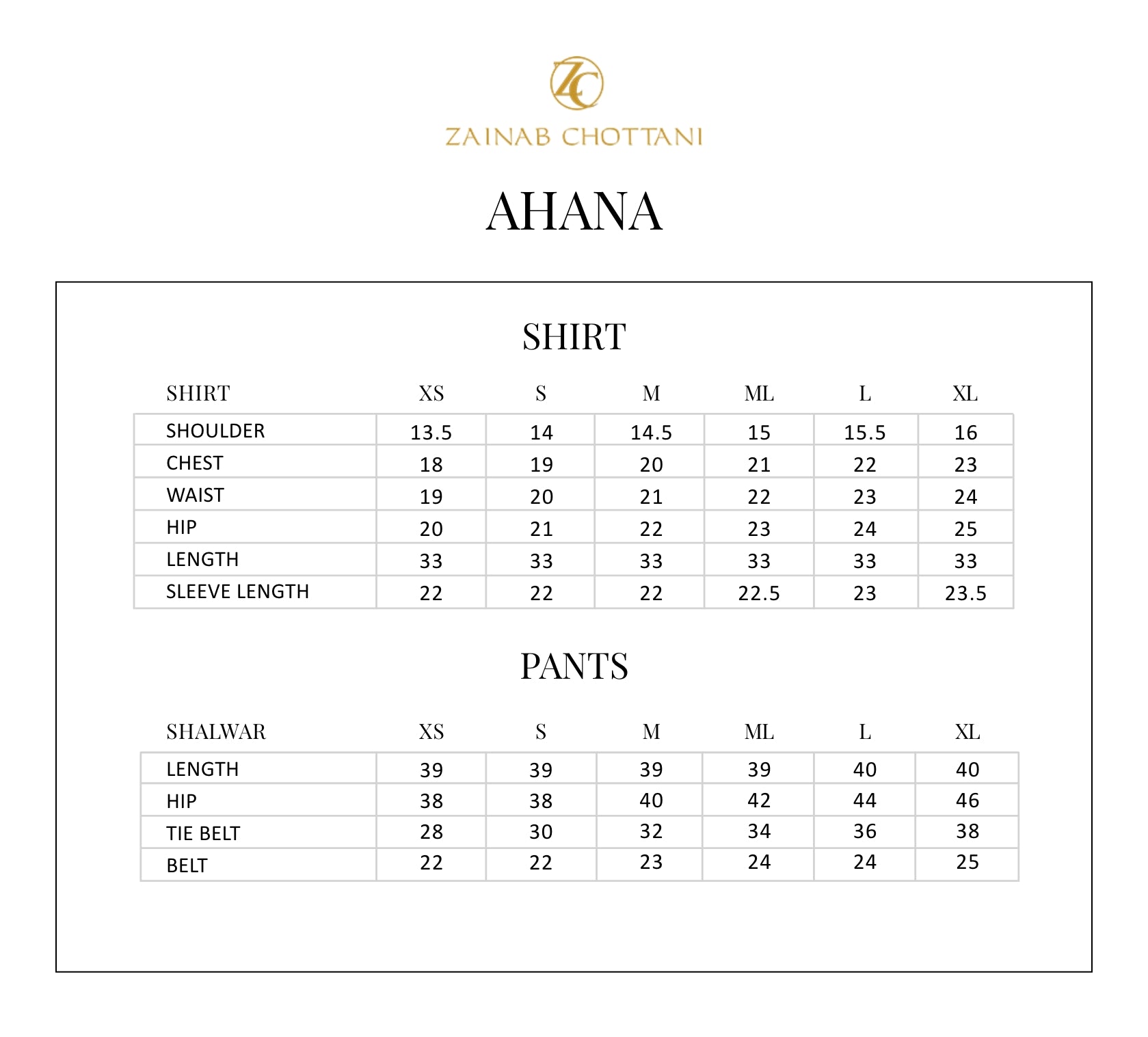 Size Chart