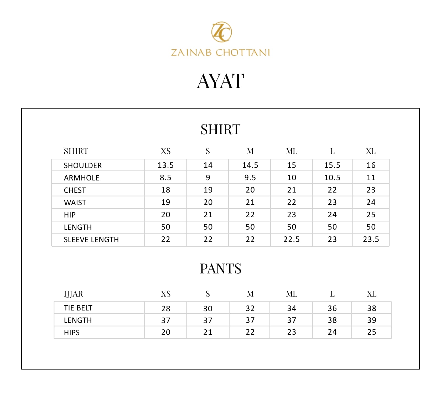 Size Chart