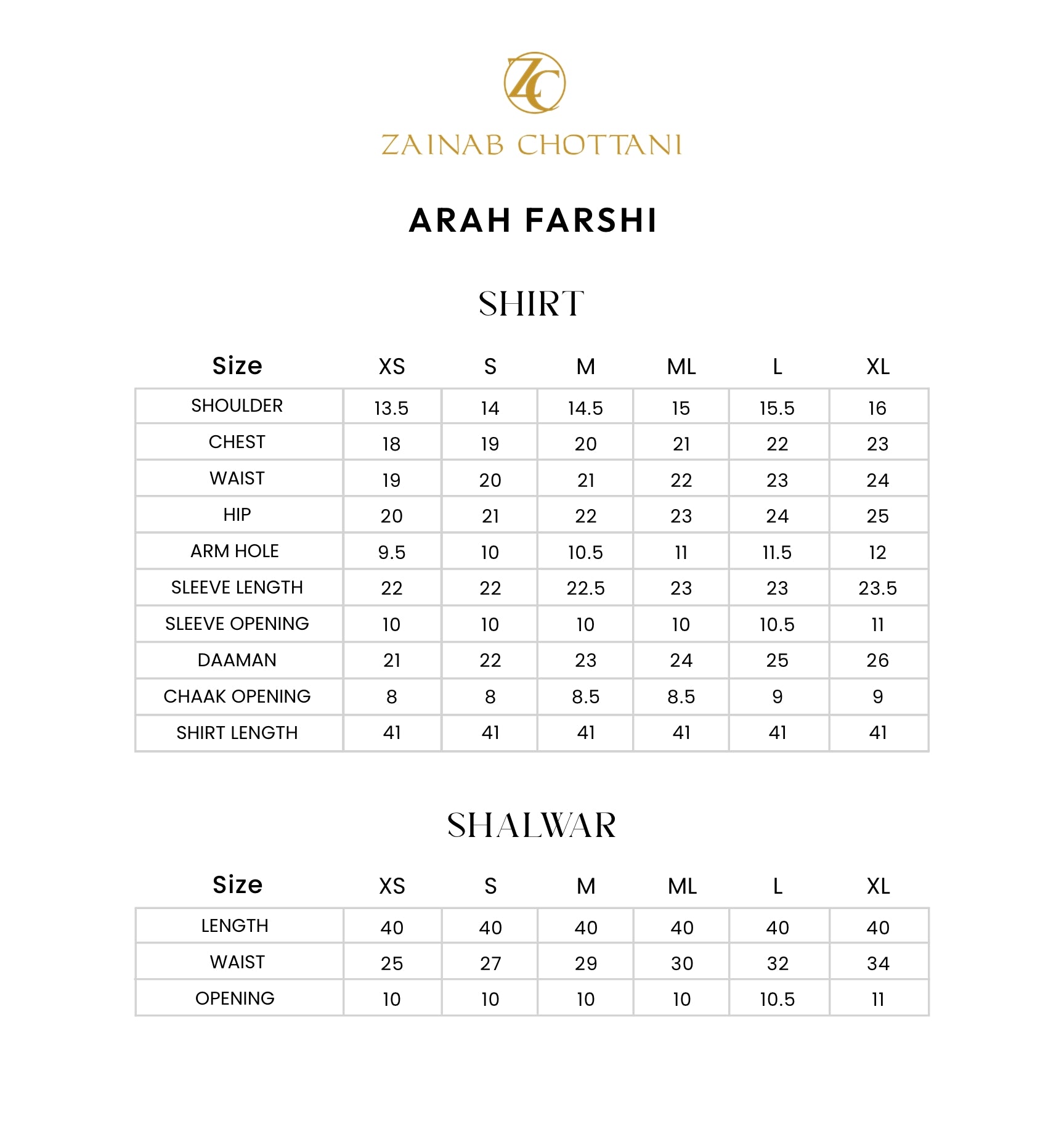 Size Chart