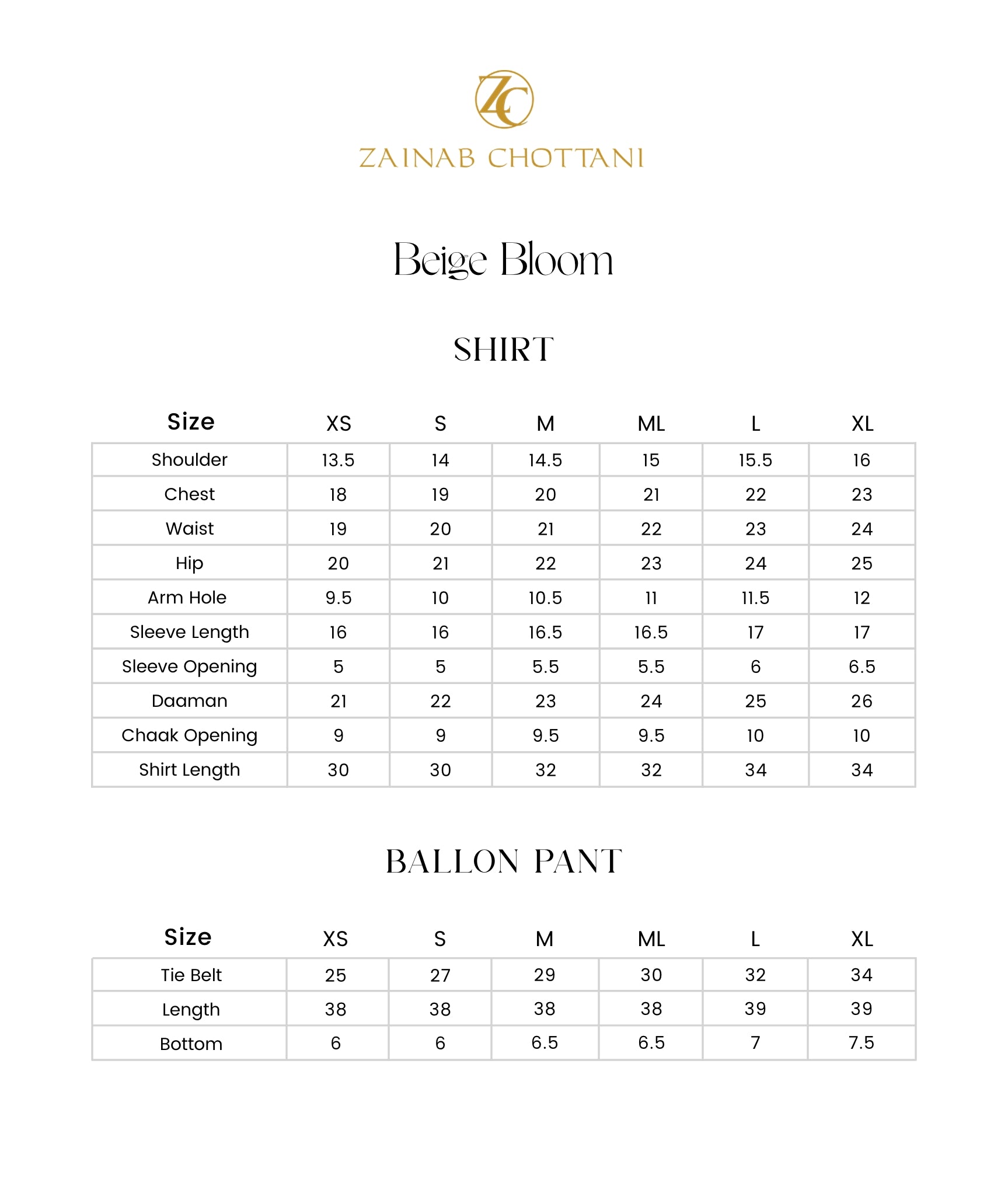 Size Chart