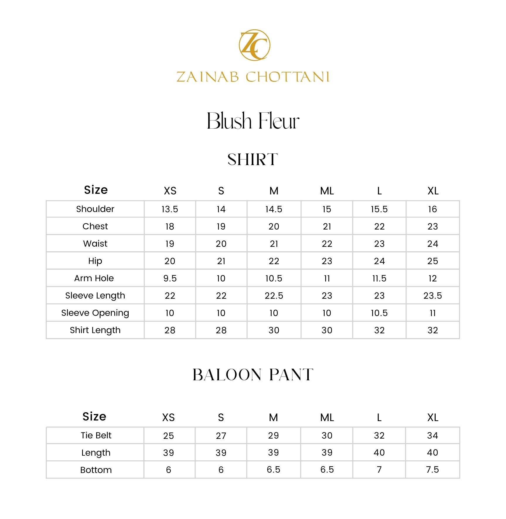 Size Chart