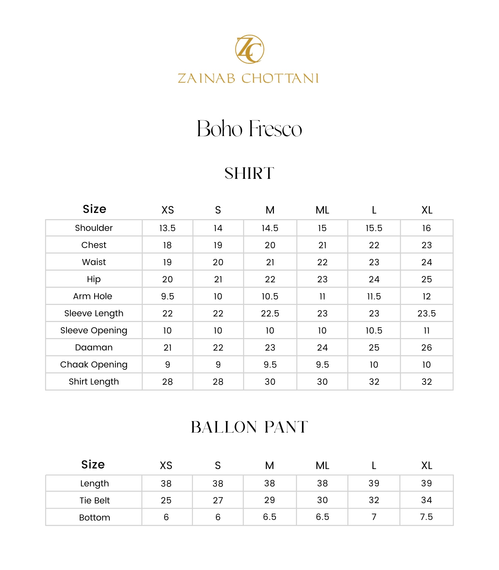Size Chart
