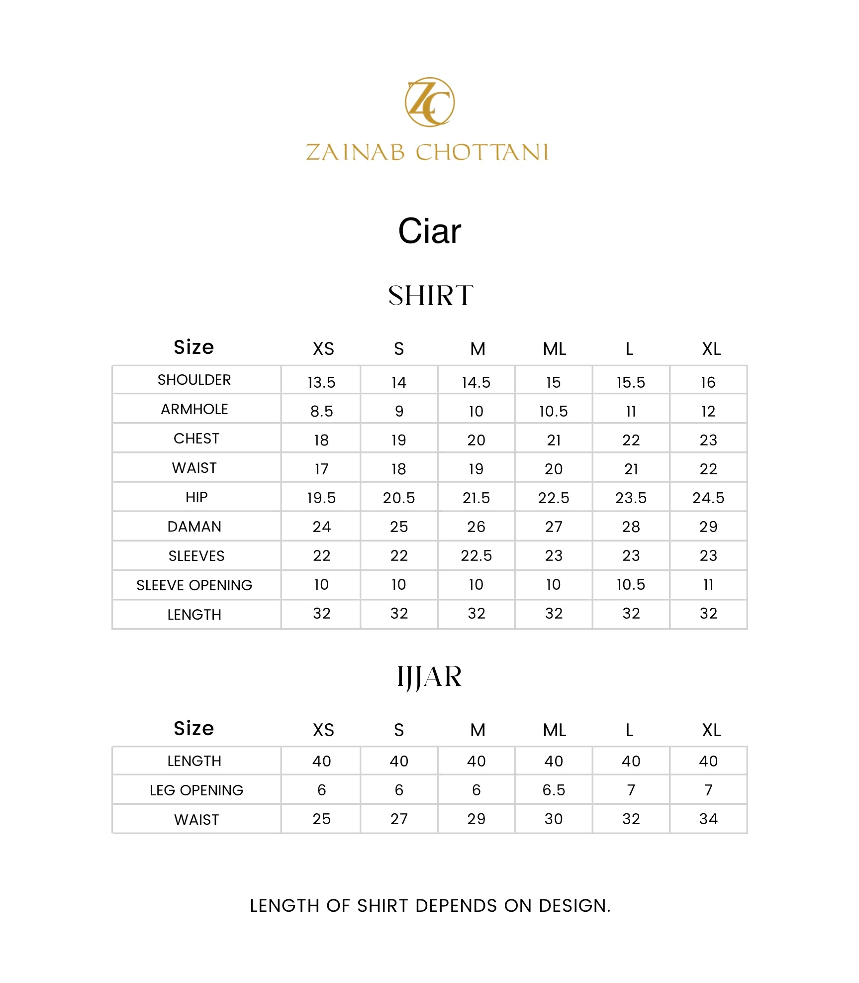 Size Chart