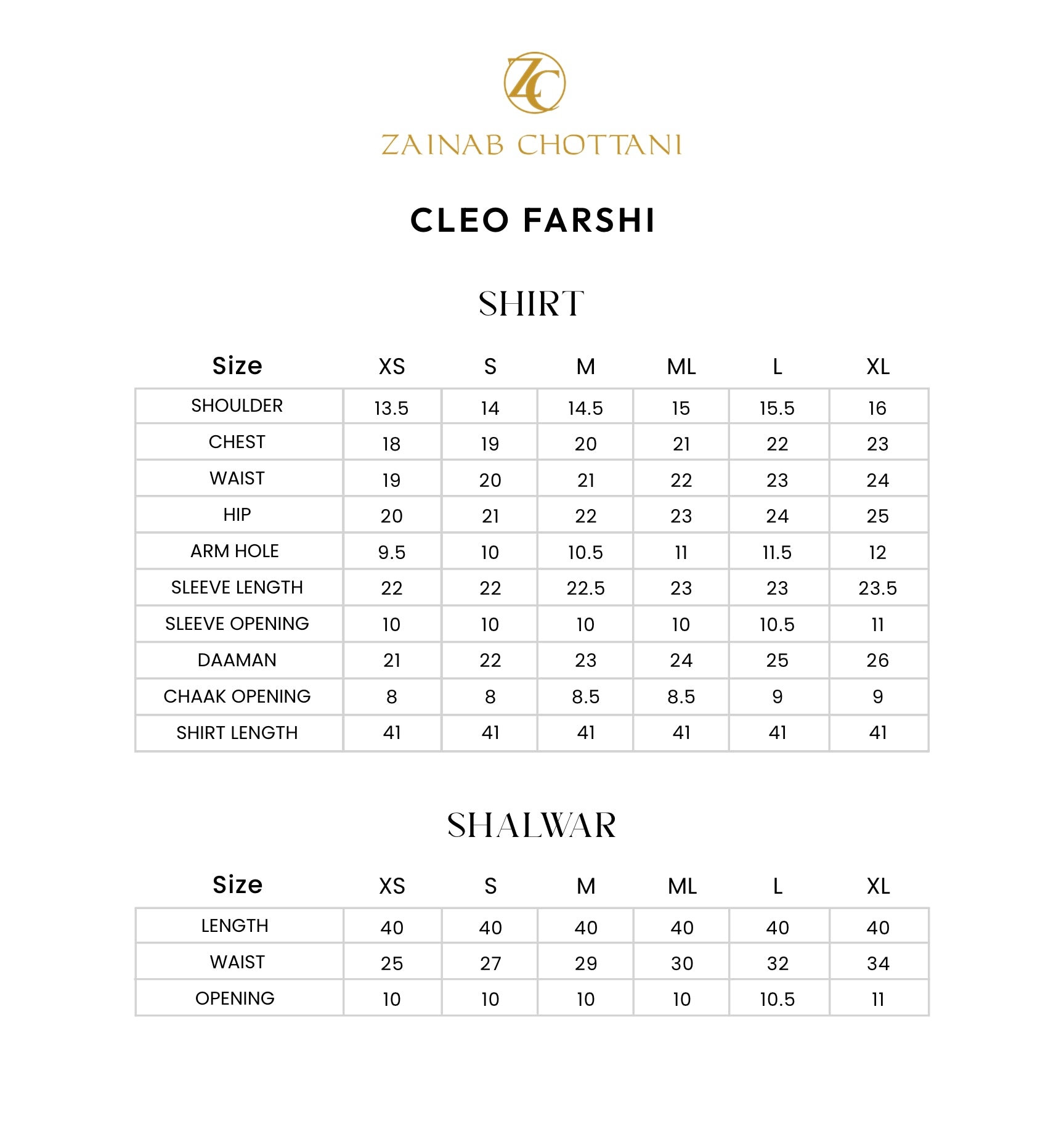 Size Chart