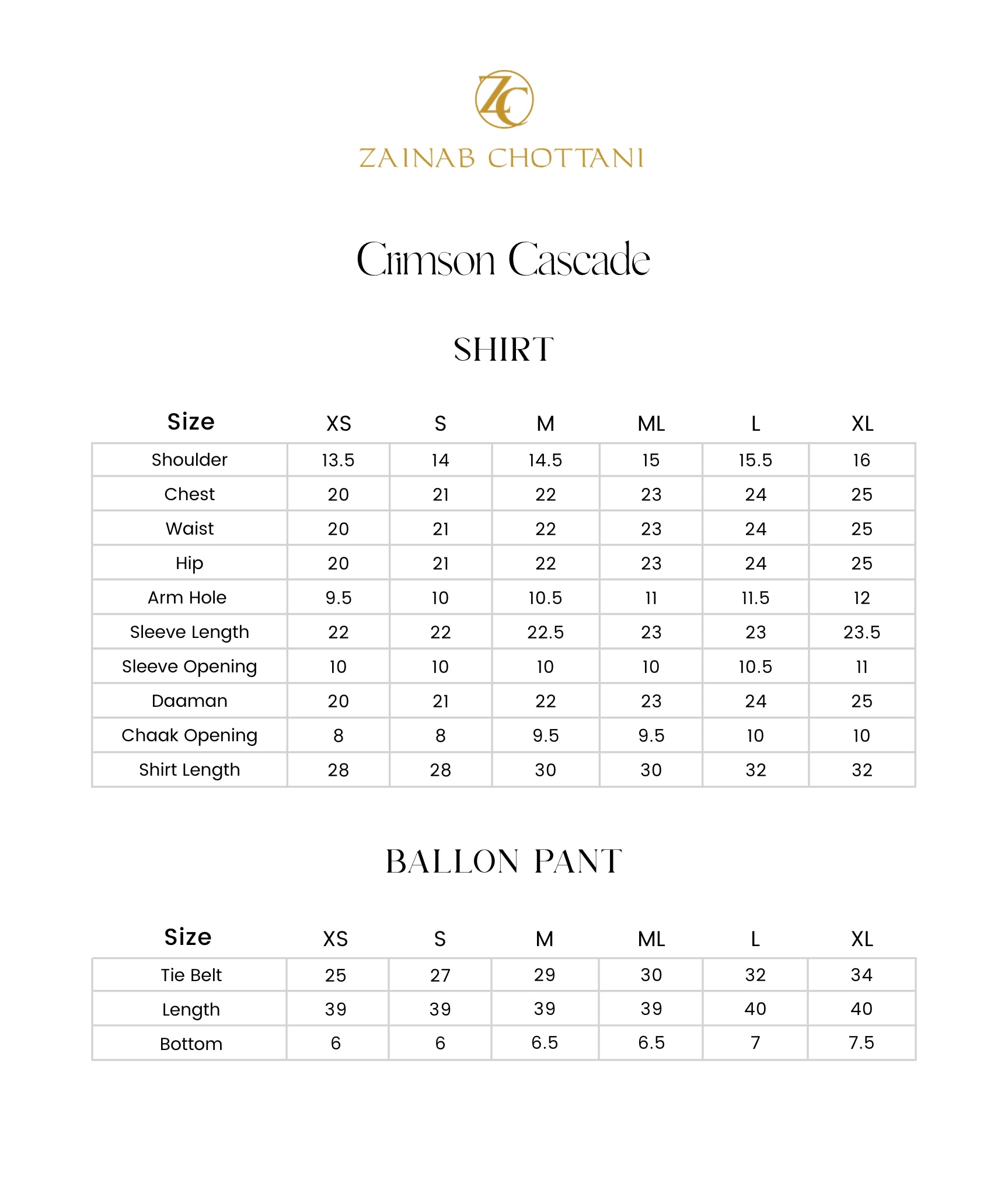 Size Chart