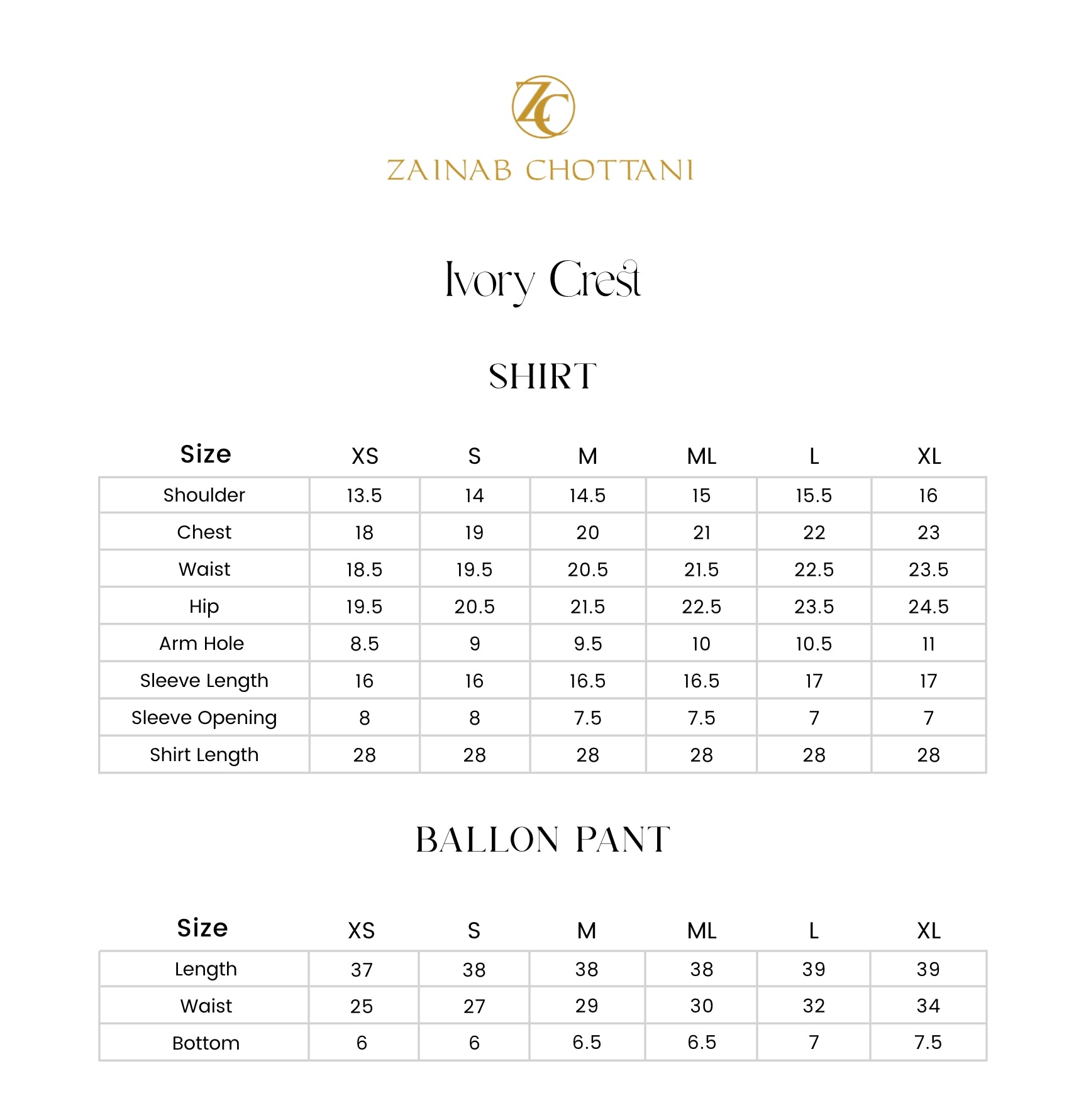 Size Chart