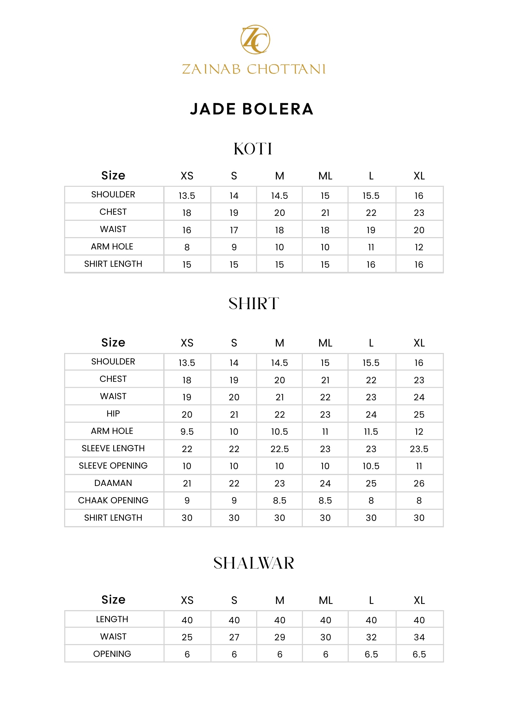 Size Chart