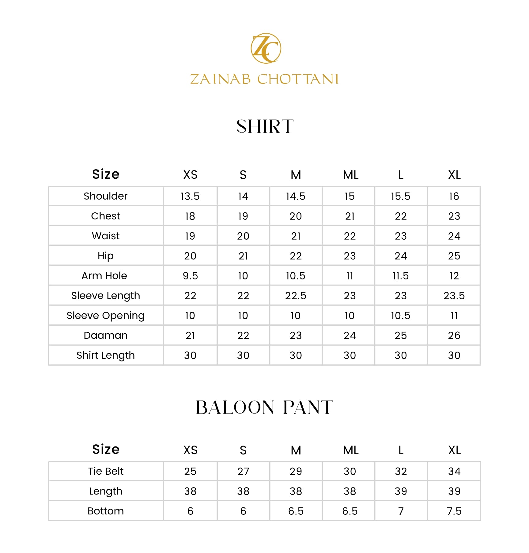 Size Chart
