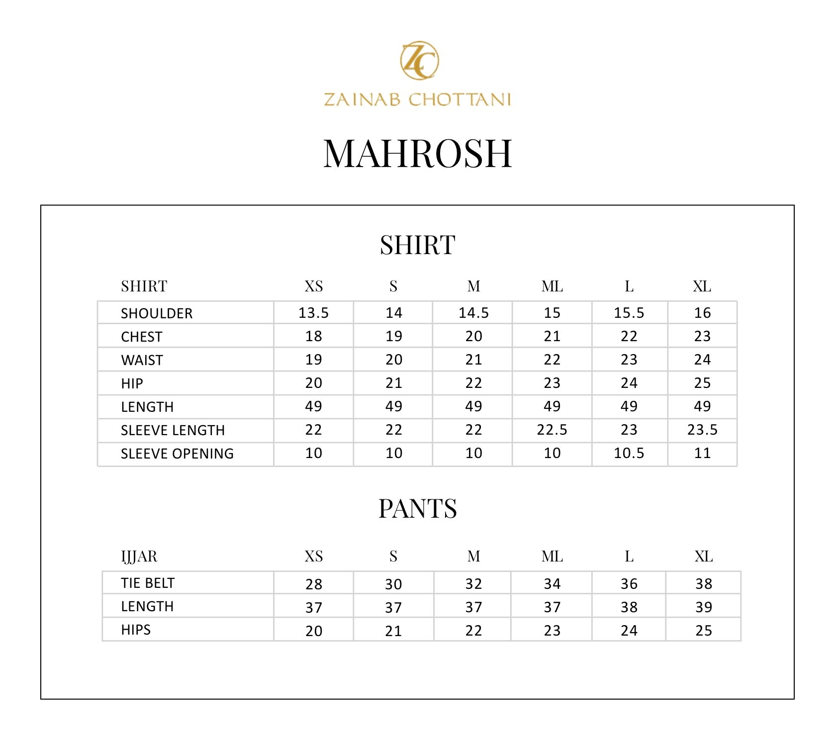 Size Chart