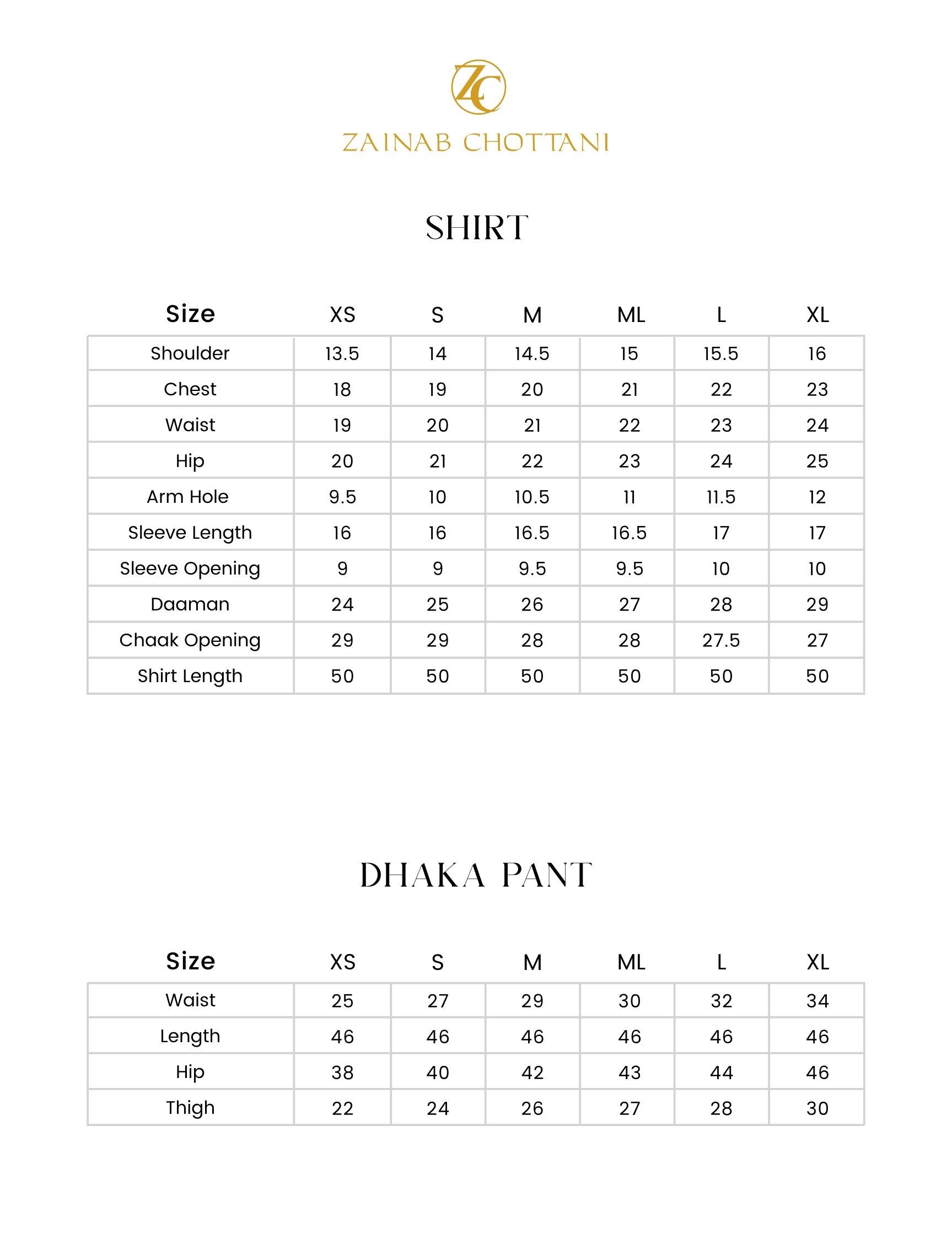 Size Chart