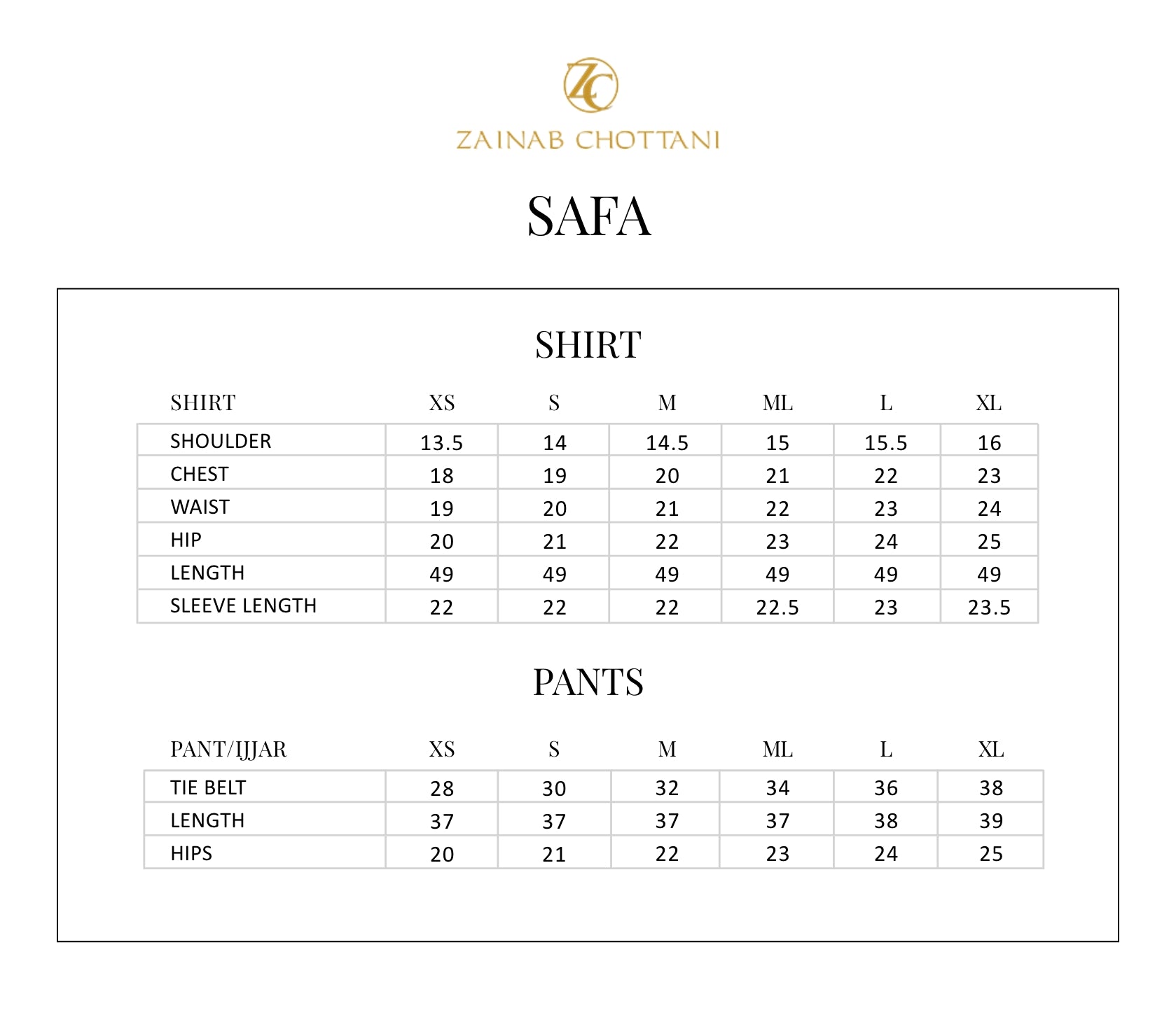 Size Chart