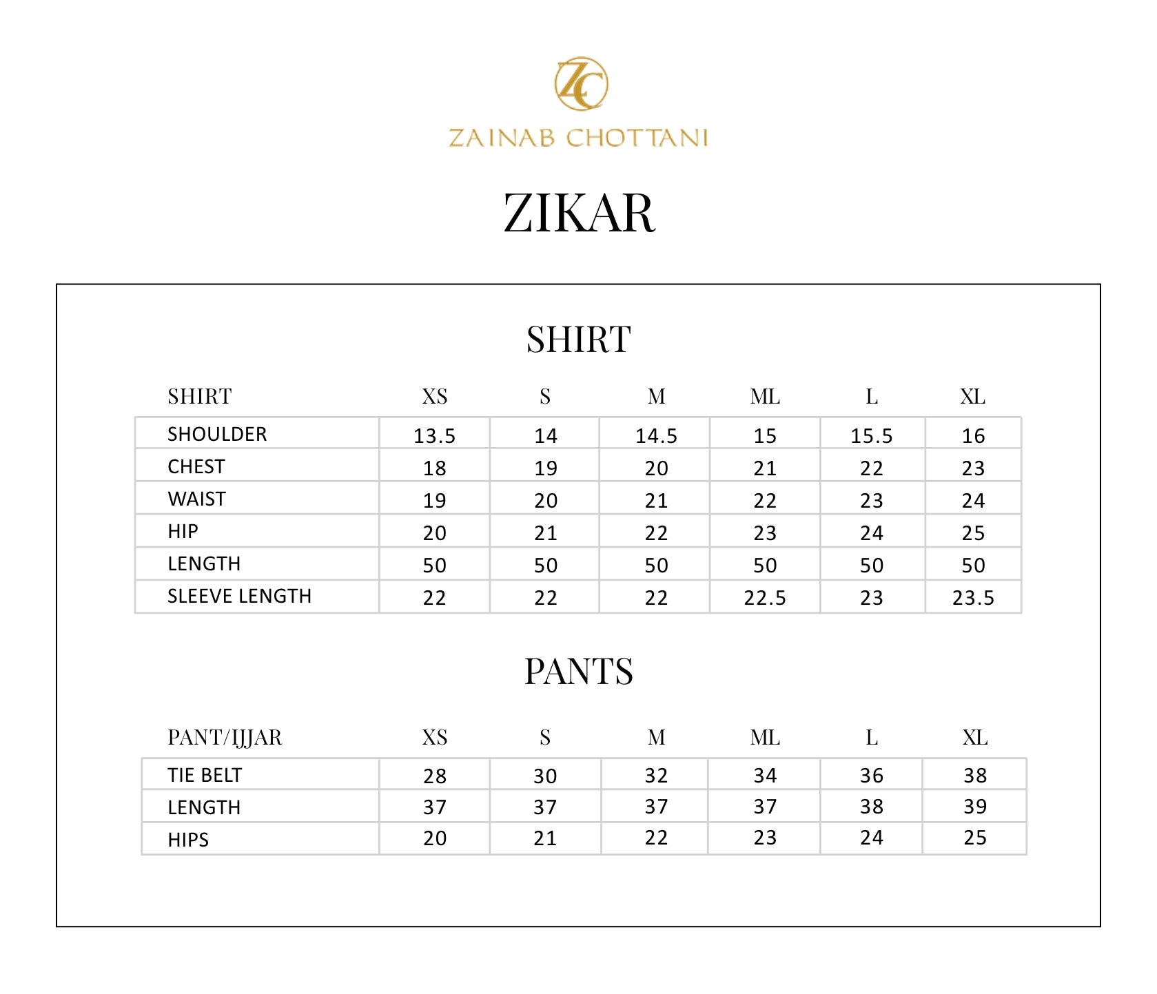 Size Chart