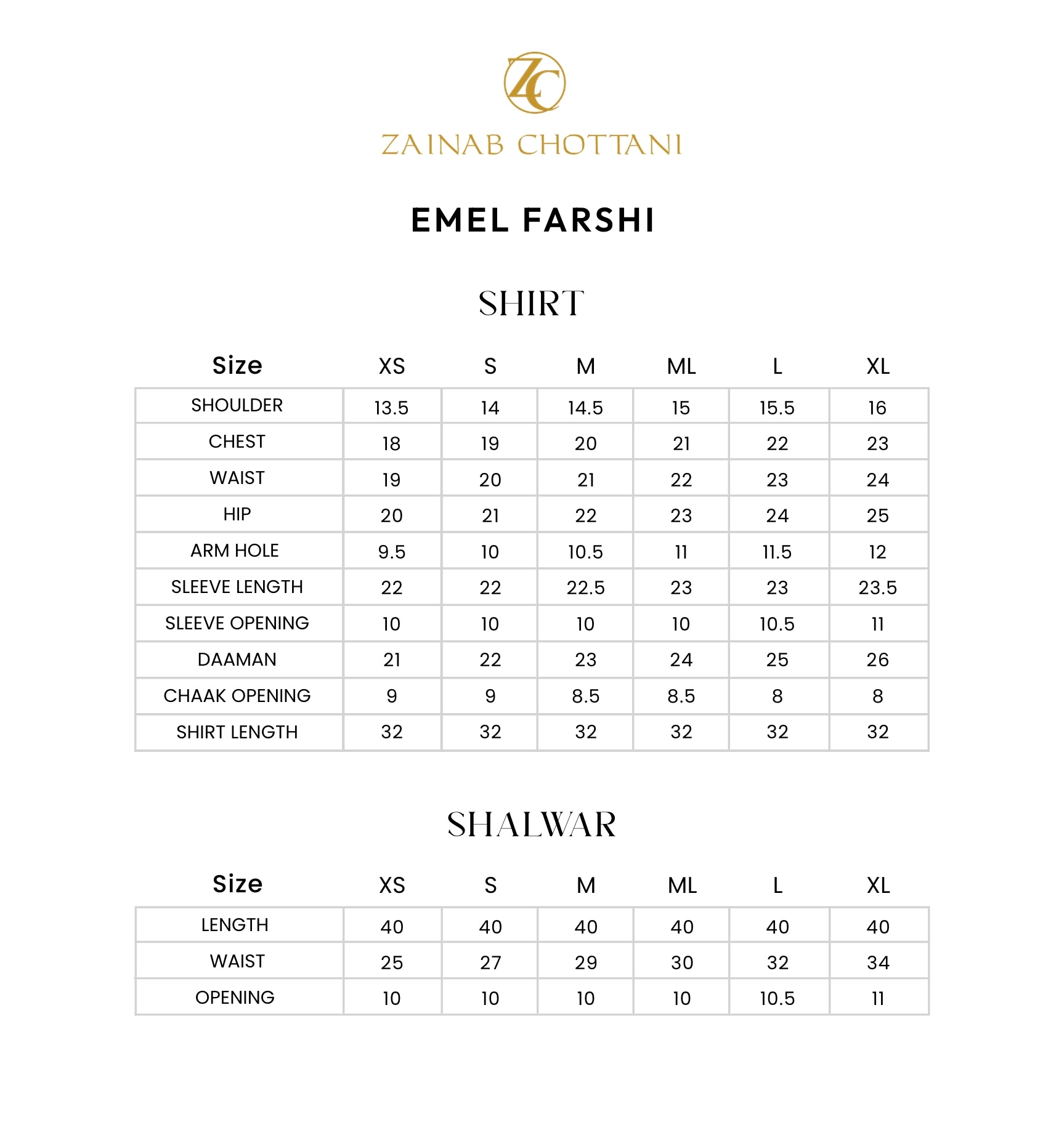 Size Chart