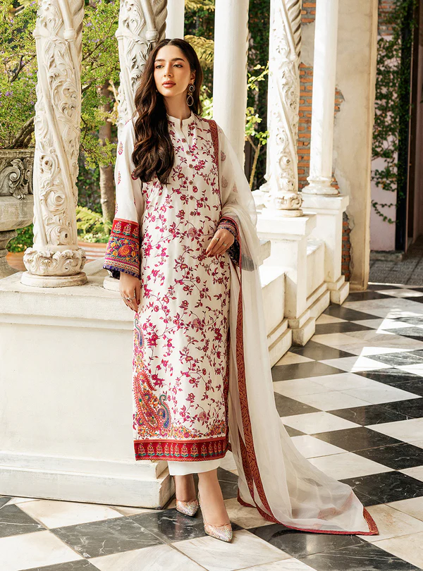 White Orchid Kashmiri Embroidery (Pant and Dupatta)