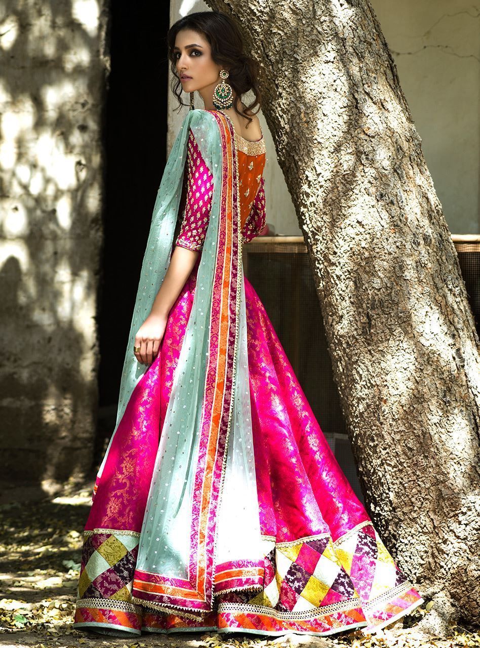 strapless open back dress Orange And Hot Pink – Zainab Chottani International