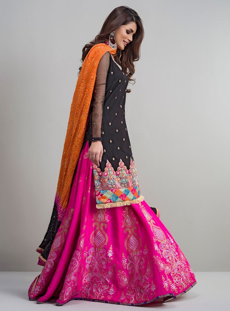 black and pink dress pakistani EXCLUSIVE BLACK AND SHOCKING PINK LUXURY PRET SDS81 Exclusive Online Boutique