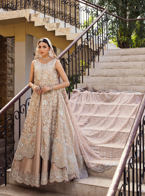 strapless open back dress Zainab Chottani White and powder pink dress Formal 2020 – Sara Clothes main image 0